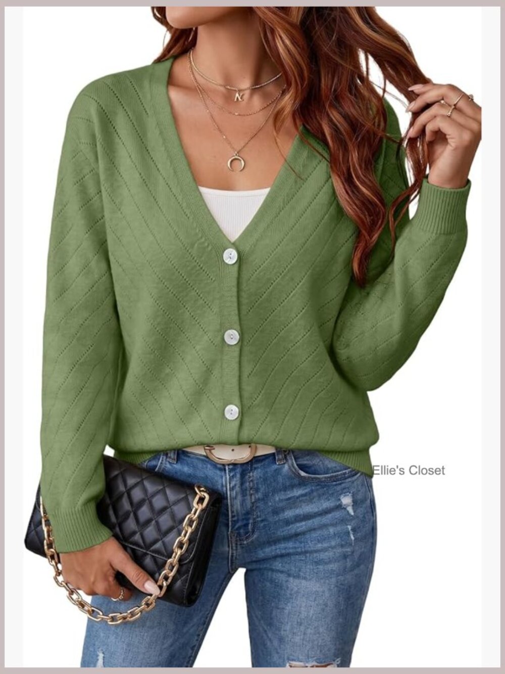 Lightweight Knit Button Up Cardigan Sweater V Neck Long Sleeve Business Casual